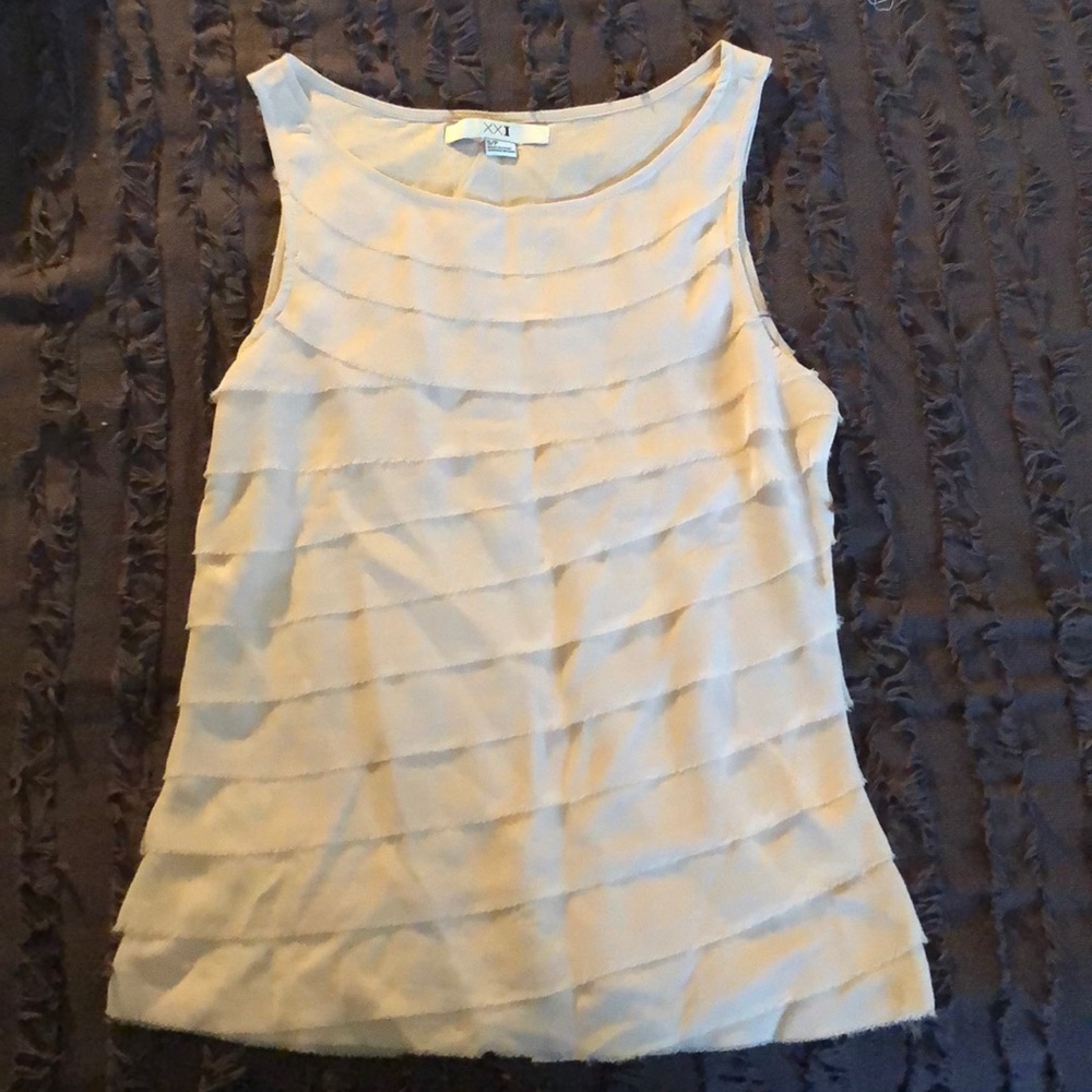 blush/cream ruffle tank
